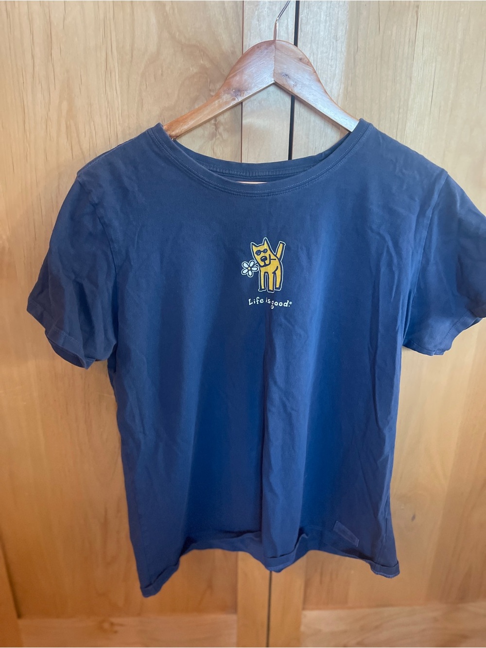 Life is Good Blue Graphic Tee - Dog with Flower